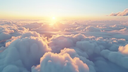 View of clouds and blue sky from an airplane window