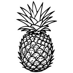 Obraz premium Drawing Fruit Queen Tahiti Pineapple engrave hand drawn fruit illustration, transparent background