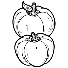 Ink Fuyu Persimmon hand drawn fruit illustration, transparent background