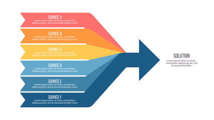 Business infographic template. Arrow with 6 options, steps. Vector chart.