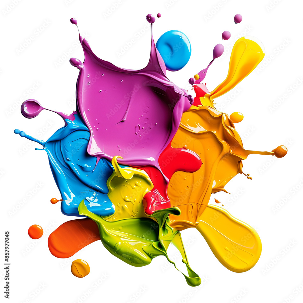 Poster vibrant splashes of colorful paint blending together, creating an artistic and dynamic visual effect