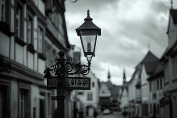 Vintage Black and White Photography: Old-Fashioned Street Sign