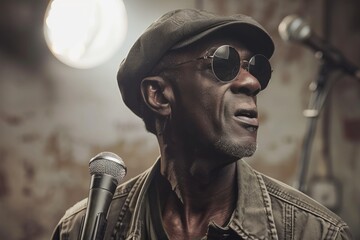 Soulful jazz musician performing in an intimate setting