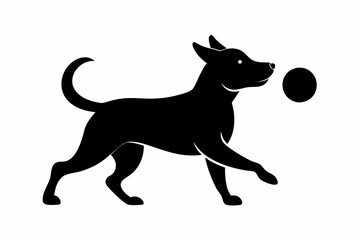 dog playing with a ball silhouette vector, isolated black silhouette of a dog collection
