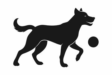 dog playing with a ball silhouette vector, isolated black silhouette of a dog collection
