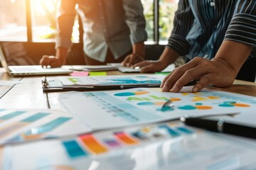 marketing strategy business meeting with infographic