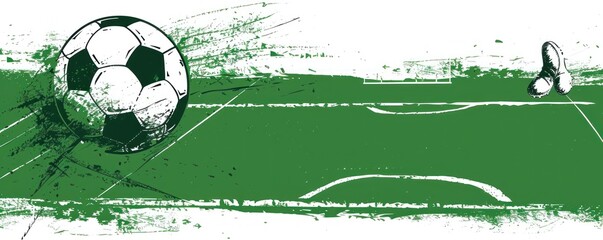 Vibrant Soccer Ball in Action with Dynamic Green Watercolor Splashes - Generative ai