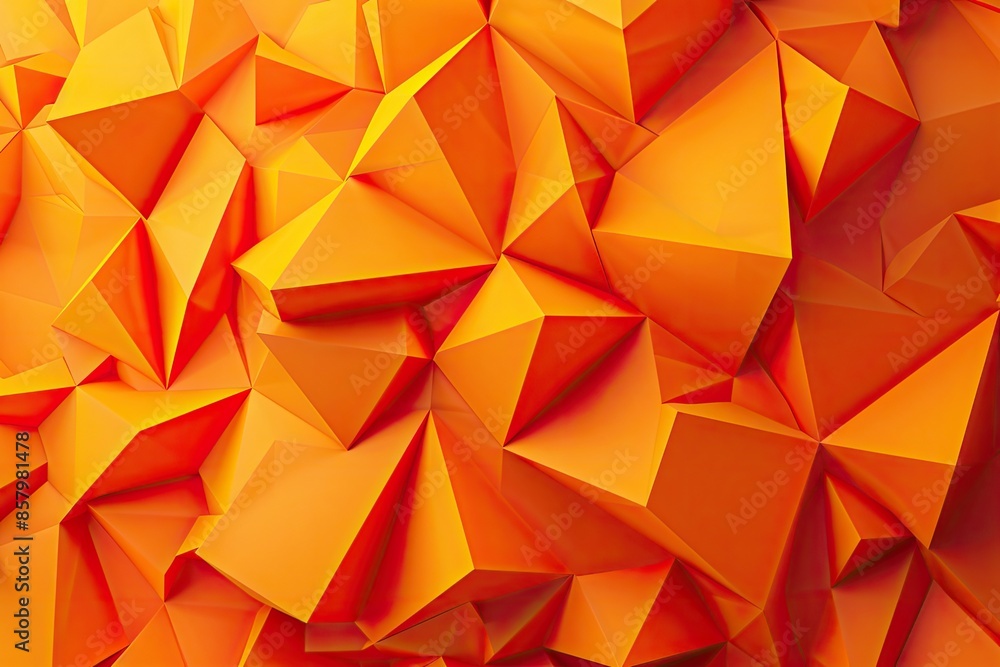 Aufkleber a bright orange background with a lot of triangles. the triangles are all different sizes and angles