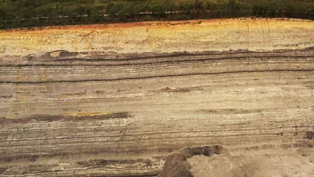 Deep excavated open pit black coal mine in Hunter valley  - United Colliers industrial.
