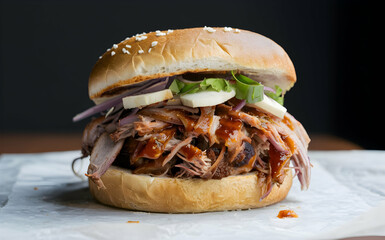 A north carolina pulled pork bbq sandwich