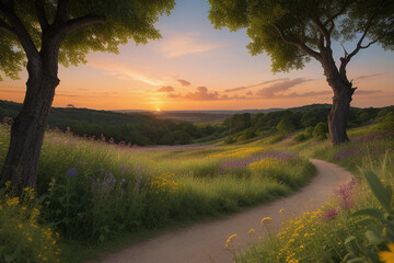 Beautiful sunrise in the wilderness