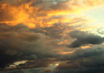 golden clouds and skyscape in the sunset