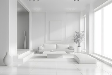 Bright White Minimalist Room