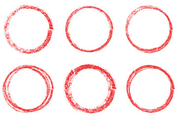 Set of hand drawn red circle highlighter, vector illustration, design element, round shape