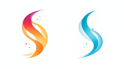 Obraz premium Dual Abstract Gradient S-Shaped Logos with Orange and Blue Hues