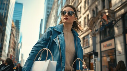 Naklejka premium The woman with shopping bags