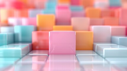 Obraz premium Colorful Abstract Geometric Shapes Background with 3D Cubes in Pastel Shades