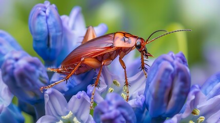 cockroach on hyacinth flower