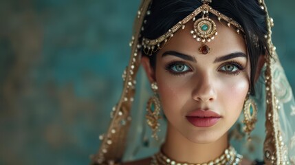 beautiful young indian woman with traditional accessories portrait photography