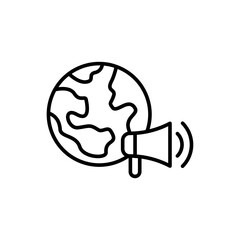 World announcement outline icons, minimalist vector illustration ,simple transparent graphic element .Isolated on white background