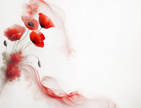 Fiori di papaveri rossi. Sfondo floreale. Spazio bianco per testo, invito