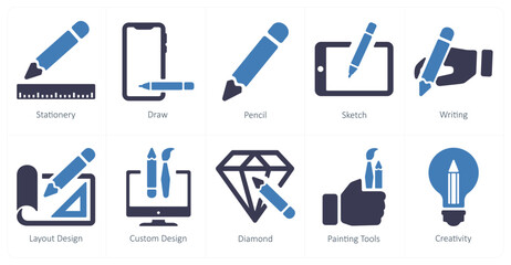 A set of 10 web marketing icons as stationery, draw, pencil