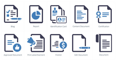 A set of 10 web marketing icons as blog, report, identification card