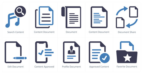 A set of 10 web marketing icons as search content, content document, document