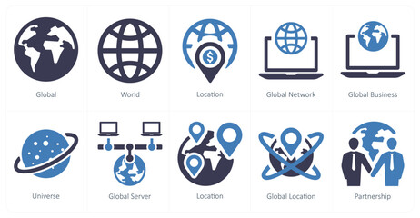 A set of 10 web marketing icons as global, world, location