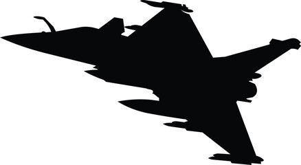 vector image, black and white fighter plane