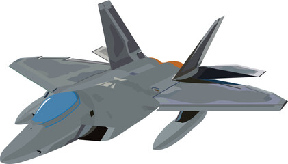 vector image, fighter jet seen from the front side