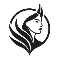 Women head logo, minimalist, vector art illustration