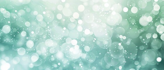 A soft green and white bokeh light effect background with a dreamy and peaceful atmosphere.