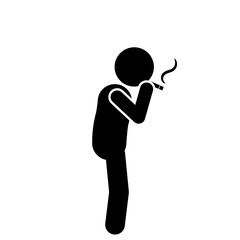 stick figure flat character illustration smoking
