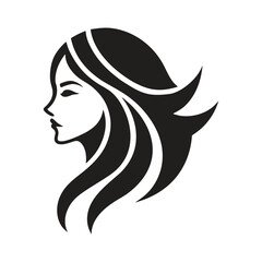 Women head logo, minimalist, vector art illustration