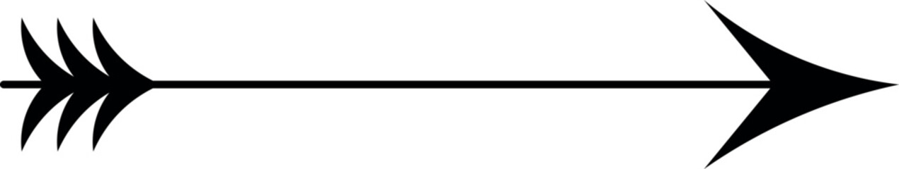 Vector isolated one single bow arrow. Black contour line. Hand drawn arrow