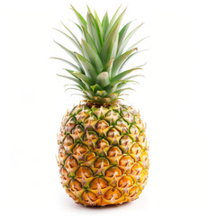 Fototapeta premium Whole pineapple with a green crown isolated on white background.