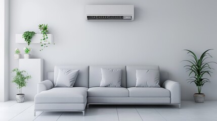 Modern Living Room Interior Design with a Gray Sofa