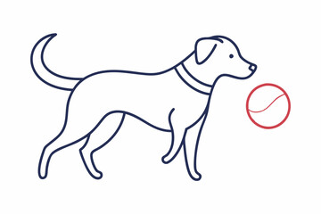 

dog playing with a ball line art drawing, isolated line art of a dog collection
