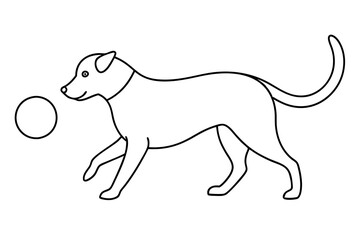 

dog playing with a ball line art drawing, isolated line art of a dog collection
