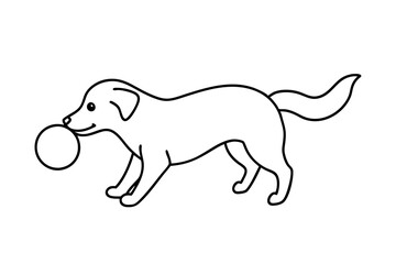 

dog playing with a ball line art drawing, isolated line art of a dog collection
