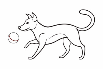 

dog playing with a ball line art drawing, isolated line art of a dog collection
