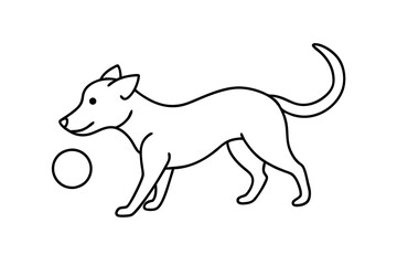 

dog playing with a ball line art drawing, isolated line art of a dog collection
