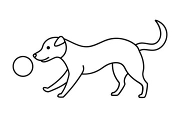 

dog playing with a ball line art drawing, isolated line art of a dog collection
