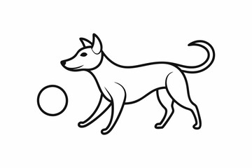 

dog playing with a ball line art drawing, isolated line art of a dog collection
