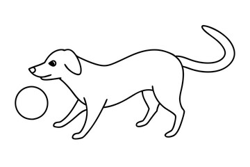 

dog playing with a ball line art drawing, isolated line art of a dog collection
