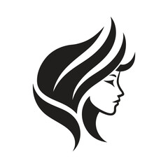 Women head logo, minimalist, vector art illustration