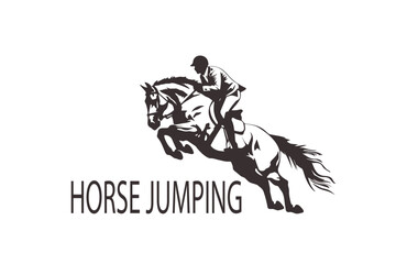 Fototapeta premium Dynamic horse jumping competition scene