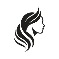 Women head logo, minimalist, vector art illustration