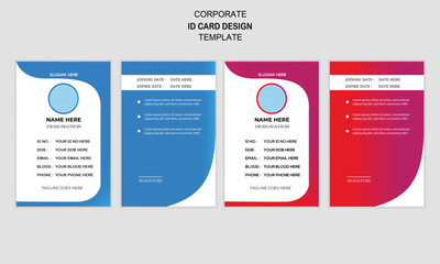 clean modern minimal corporate id card design template with colour variation
